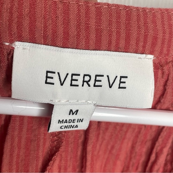 Evereve Ingrid Textured Stripe Top Cotton Blend Work Flowy in Rusted Rose M - Picture 10 of 11